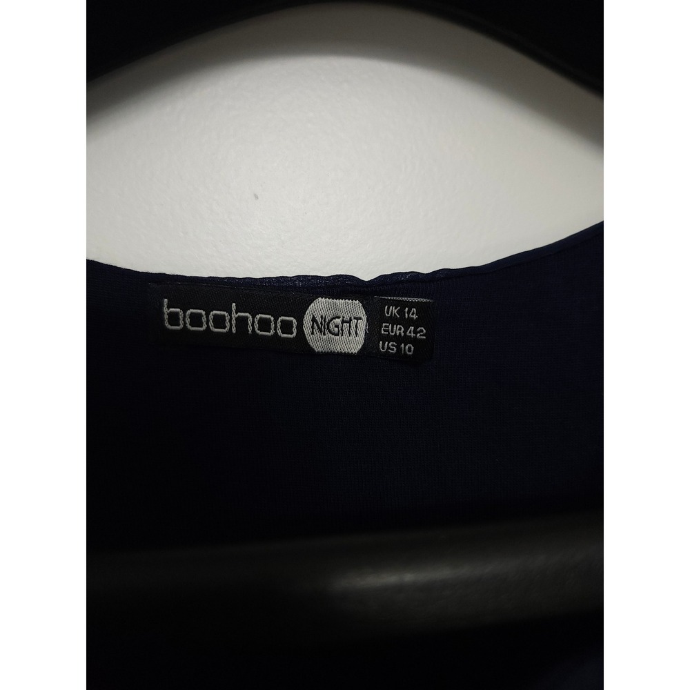 Boohoo Night Navy Blue‎ Sleeveless Chiffon Overlay Bodysuit - Picture 2 of 5